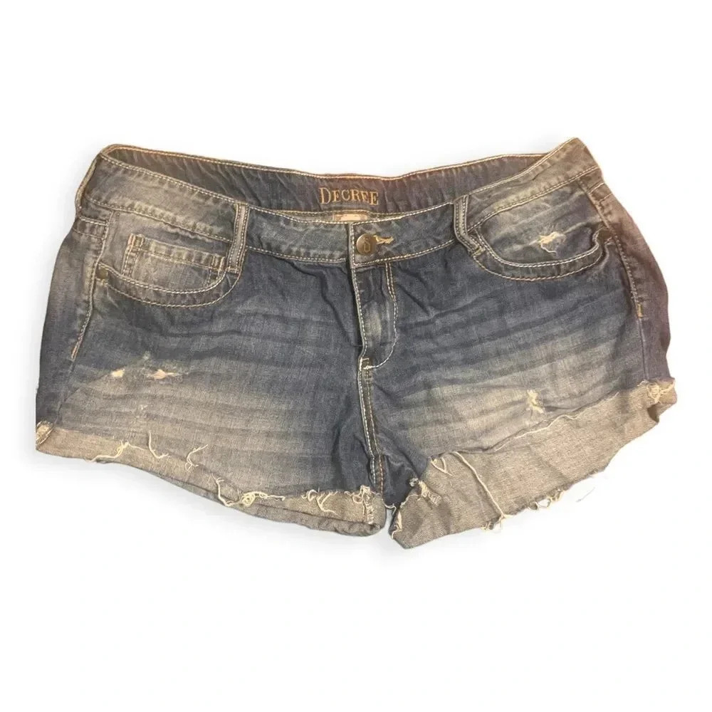 Y2k Vintage decree distressed denim shorts